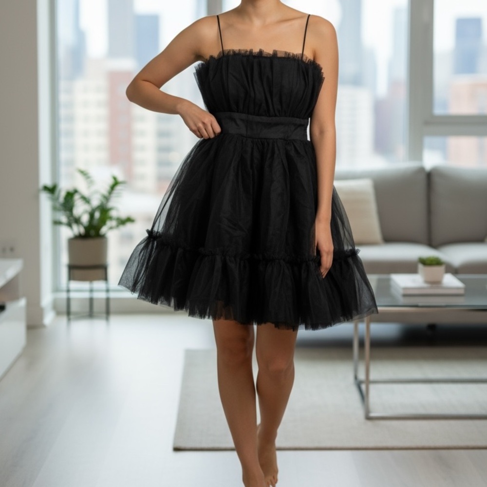Dance & Marvel Elegant Black Tulle Dress